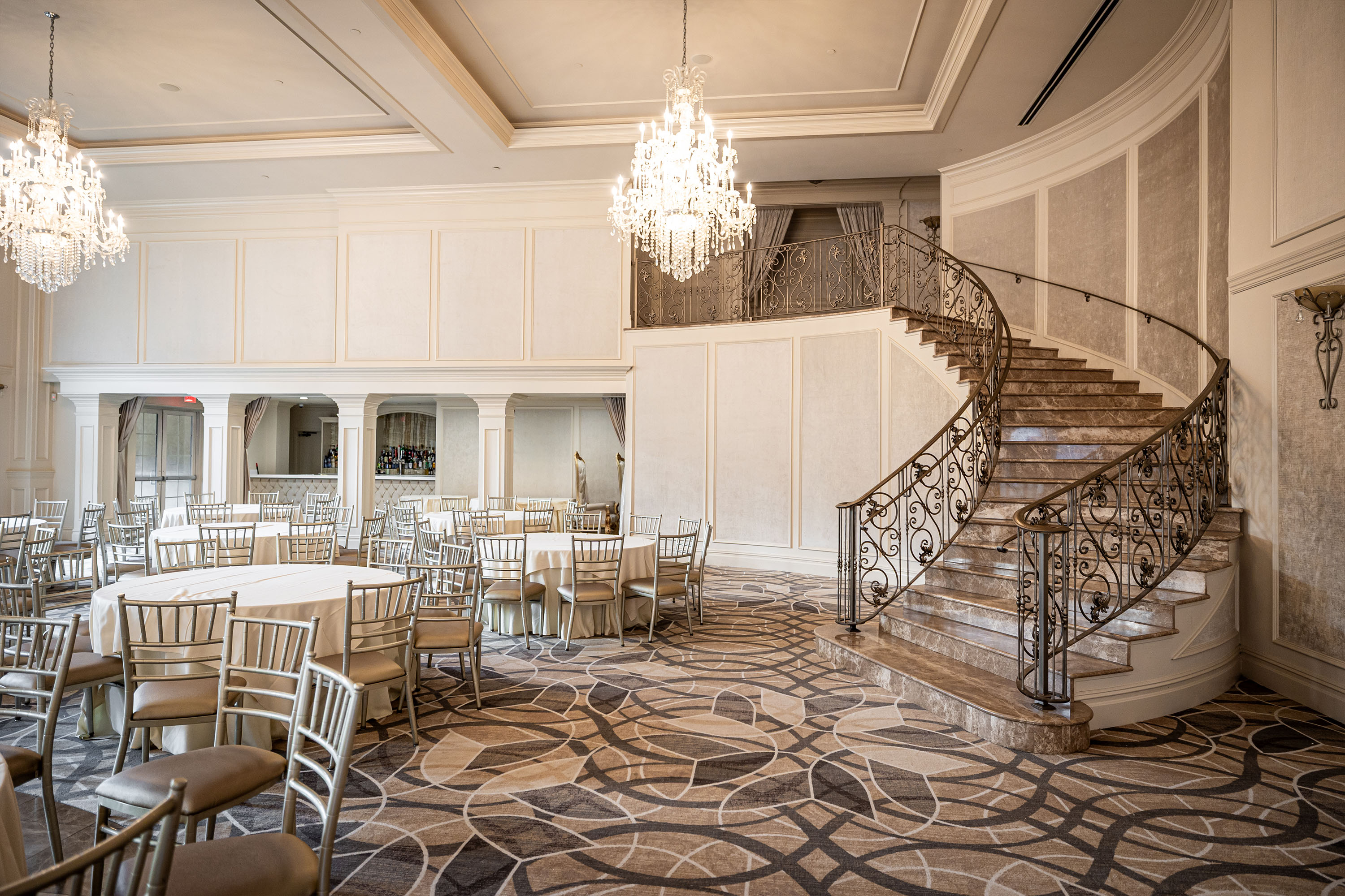 staircase descending into aria's ballroom
