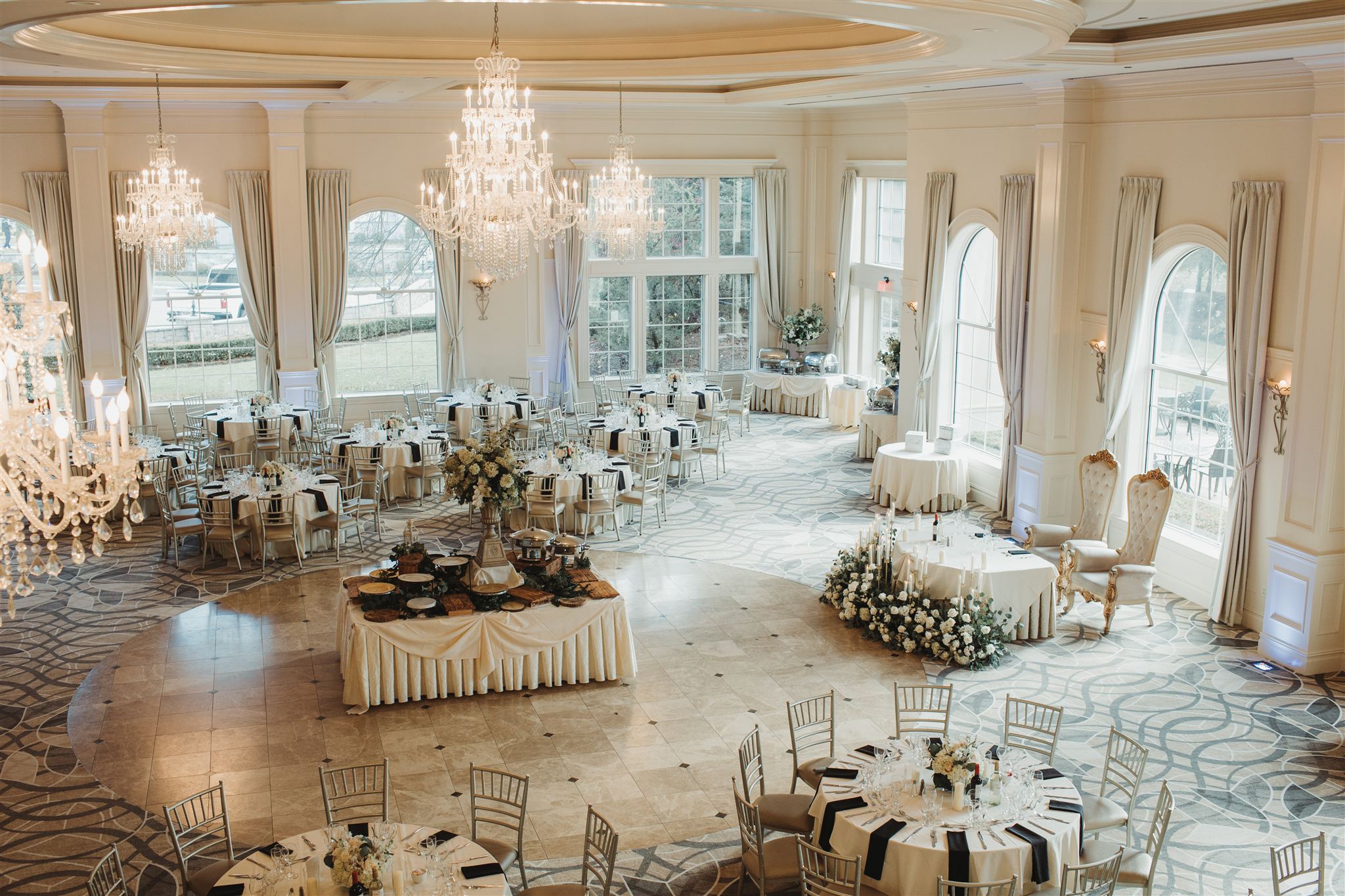 aria ballroom set for a reception