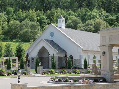 outdoor shot of the aria wedding chapel